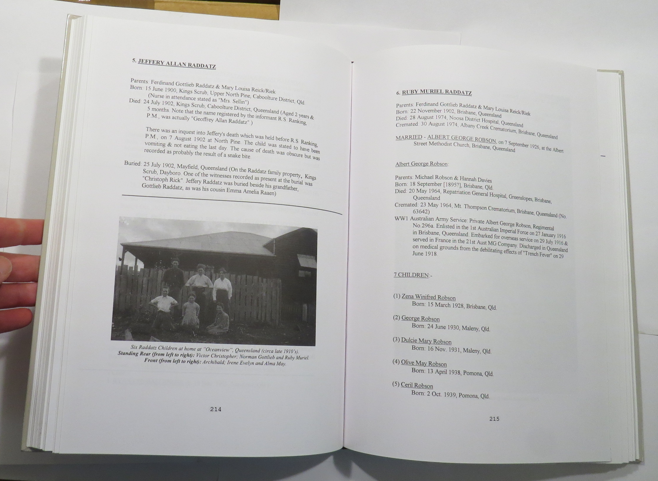 The Gottlieb Raddatz and extended Kuhn and Sellin Families and Descendants of Queensland including the accoiated Heeschen, Raaen and Schubert Families