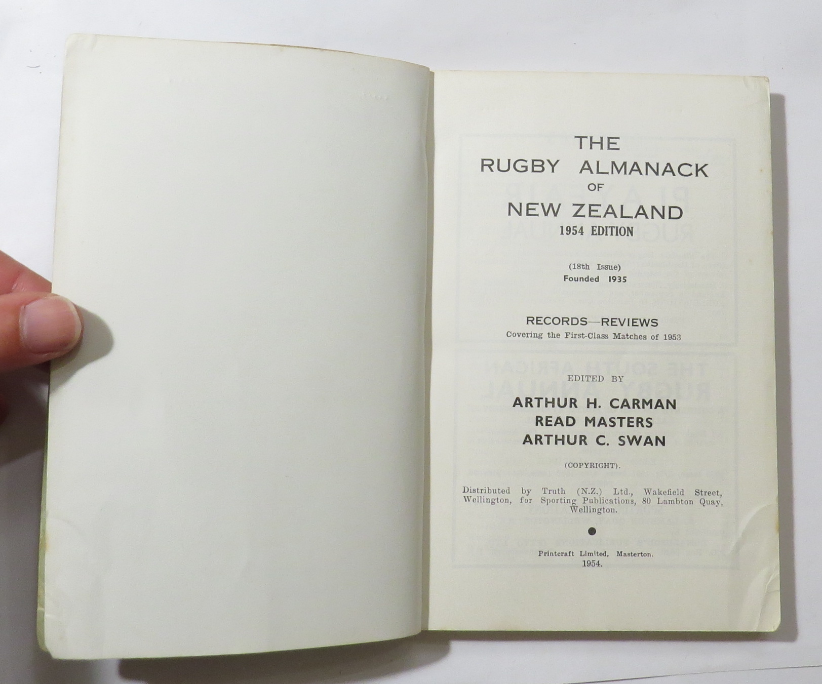 The Rugby Almanack of New Zealand 1954 Edition