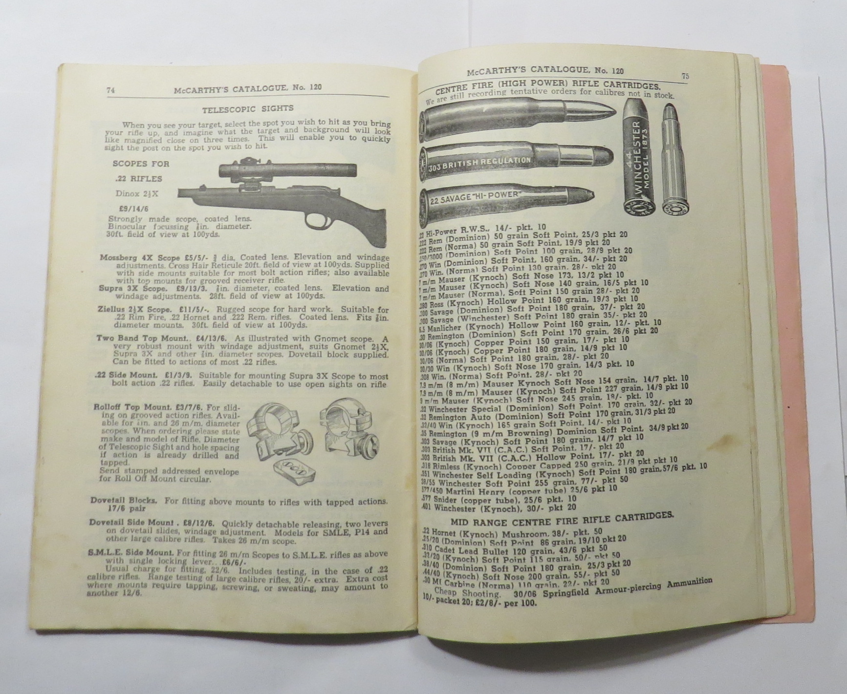 McCarthy's : Catalogue 120 : 1961 High Clasas Fishing Tackle Guns Rifles Cartridges & Accessories